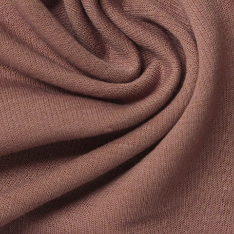 Polyester Viscose Stretch Interlock Knit Fabric, 240 gsm — Brown