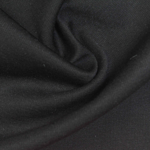 Polyester Viscose Stretch Scuba Knit Fabric, 320 gsm, 163 cm — Black