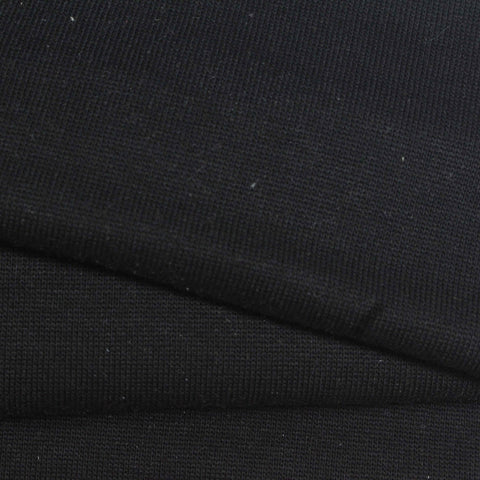 Cotton Polyester Stretch Rib Knit Fabric, 360 gsm, 185 cm — Black