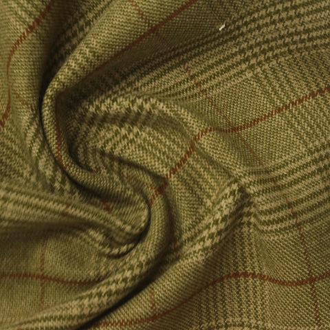 Olive Plaid Woven, Poly-Viscose, 260 gsm