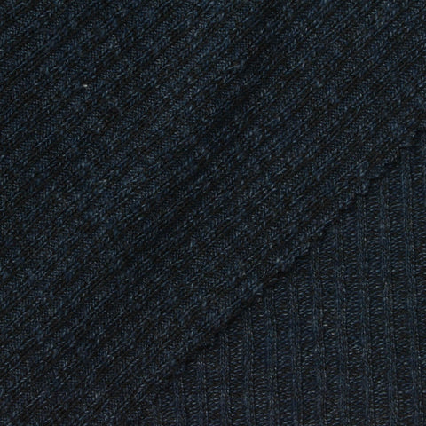 Polyester Cotton Rib Knit Fabric, 207 gsm, 175 cm — Navy