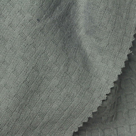 Grey Tone-on-Tone Square Waffle Knit, Cotton-Poly