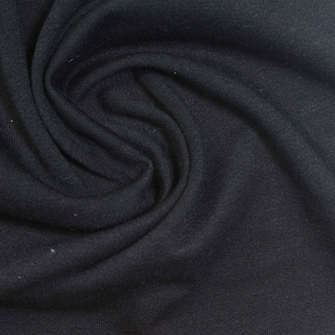 Polyester Viscose Stretch French Terry Fabric, 230 gsm — Black