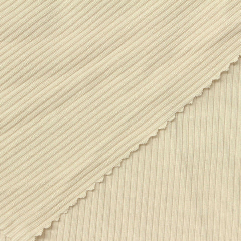 Viscose Stretch Rib Knit Fabric, 270 gsm, 140 cm — Beige