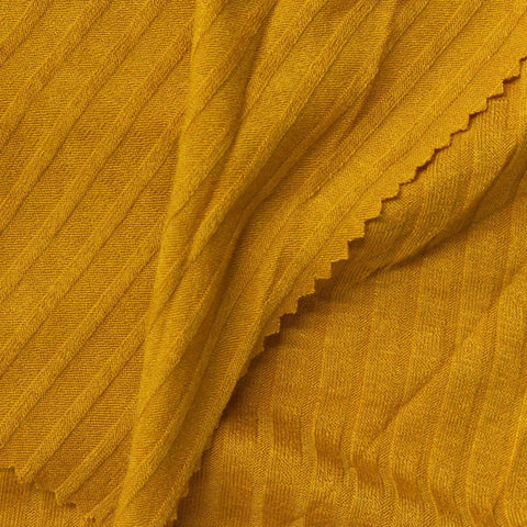 Polyester Viscose Stretch Rib Knit Fabric, 180 gsm, 120 cm — Yellow