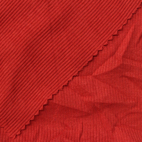 Polyester Viscose Stretch Rib Knit Fabric, 250 gsm, 110 cm — Red, ref EF-260325
