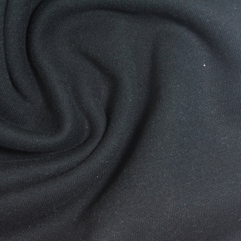 Brushed Polyester Cotton Waffle Knit Fabric, 330 gsm, 163 cm — Black