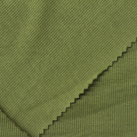 Viscose Stretch Rib Knit Fabric, 260 gsm, 150 cm — Green, ref EF-264275
