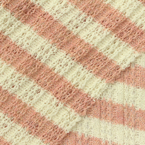 Peach Stripes Rib Knit, Poly-Cotton