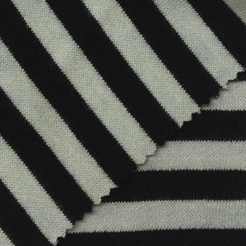Black Horizontal-Stripe Scuba Knit, Viscose-Poly, 350 gsm, 168 cm