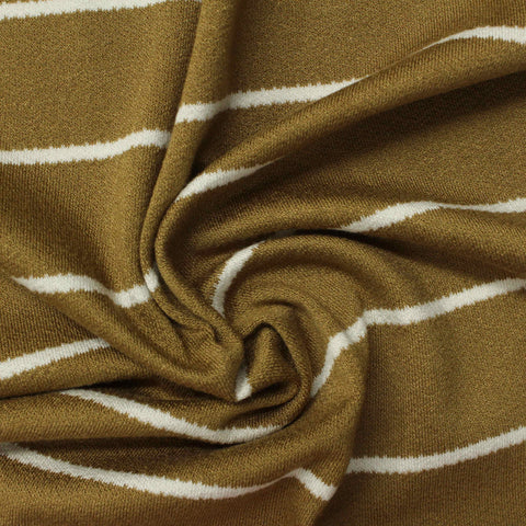 Olive Horizontal-Stripe Jersey Knit, Viscose