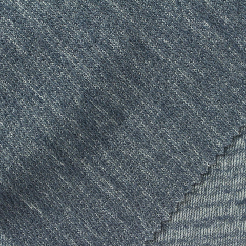 Blue-Grey Marl French Terry, Cotton-Poly, 280 gsm