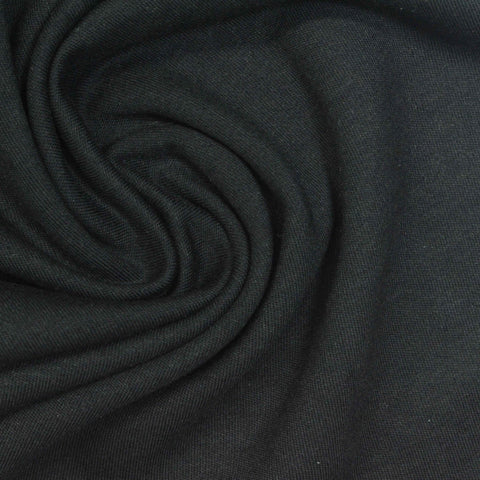 Viscose Polyester Stretch Interlock Knit Fabric, 284 gsm, 160 cm — Black