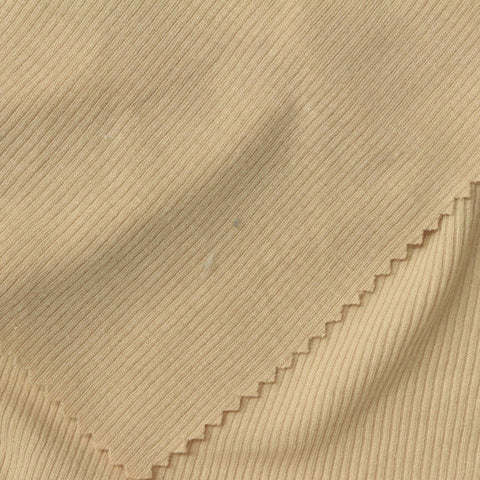 Beige Ribbed Rib Knit, Poly-Viscose