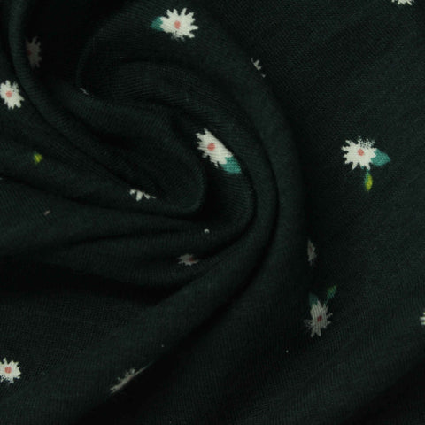 White Flowers Jersey Knit, Cotton, 160 gsm
