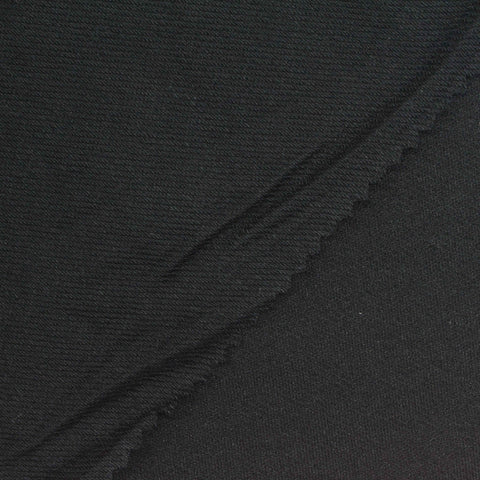 Polyester Cotton Stretch French Terry Fabric, 262 gsm, 166 cm — Black