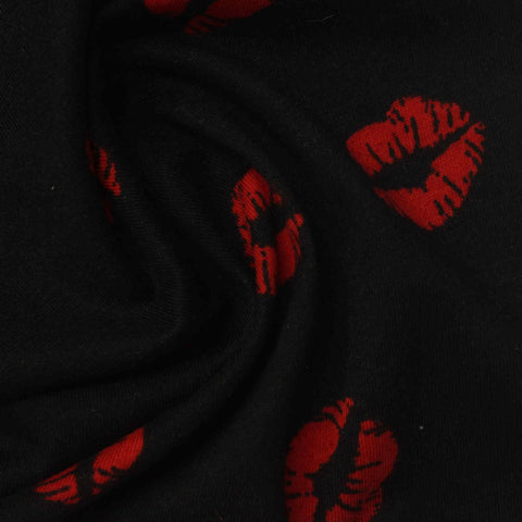 Printed 100% Cotton Jersey Knit Fabric, 160 gsm, 165 cm — Black