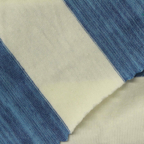 Marled Blue Horizontal-Stripe Knit, Cotton