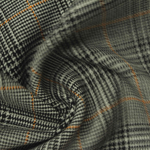 Black Plaid Woven, Poly-Viscose, 445 gsm