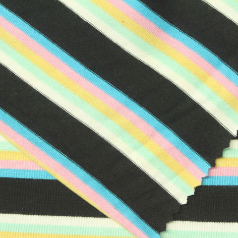 Multi Horizontal-Stripe Jersey Knit, Viscose, 180 gsm