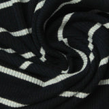 Black Horizontal-Stripe Rib Knit, Viscose, 250 gsm, 130 cm — photo 1
