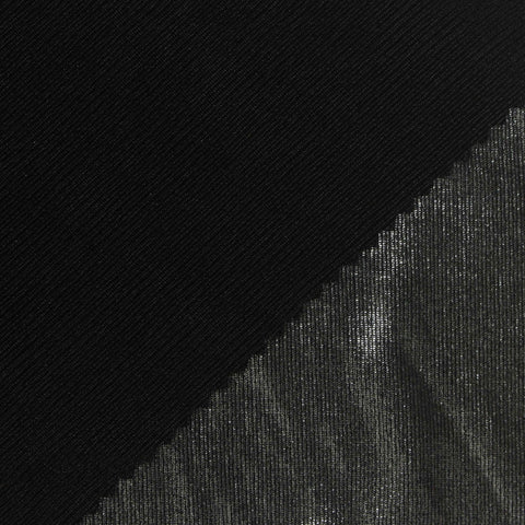Black Marl Rib Knit, Polyester, 230 gsm