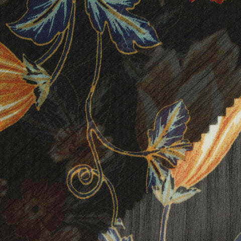 Yellow Flowers Chiffon, Polyester, 71 gsm