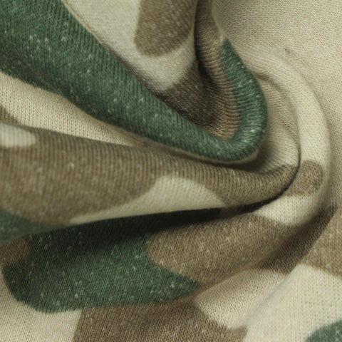 Green Camo Jersey Knit, Polyester, 215 gsm