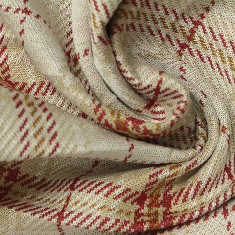 Beige Plaid Jacquard, Poly-Viscose, 266 gsm