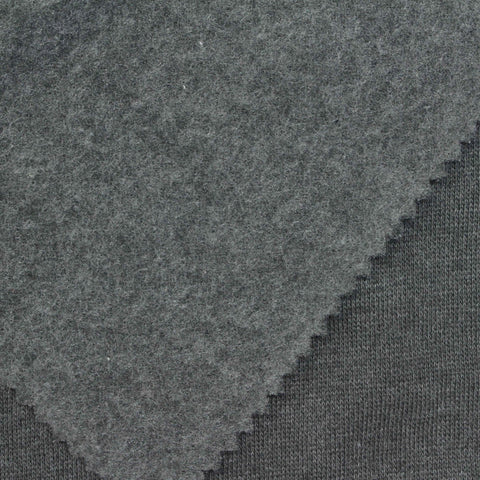Brushed Cotton Polyester French Terry Fabric, 200 gsm, 140 cm — Grey