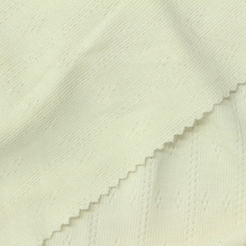 Cream Small-Diamond Pointelle Knit, Poly-Viscose