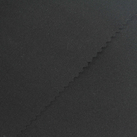 Polyester Viscose Stretch Twill Fabric, 200 gsm, 145 cm — Black
