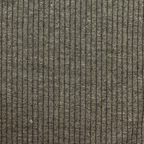 Heathered Charcoal Stripe Rib Knit, Poly-Viscose