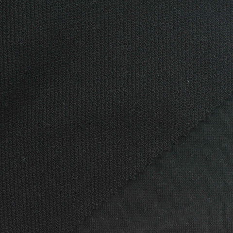 Cotton Polyester French Terry Fabric, 320 gsm, 180 cm — Black