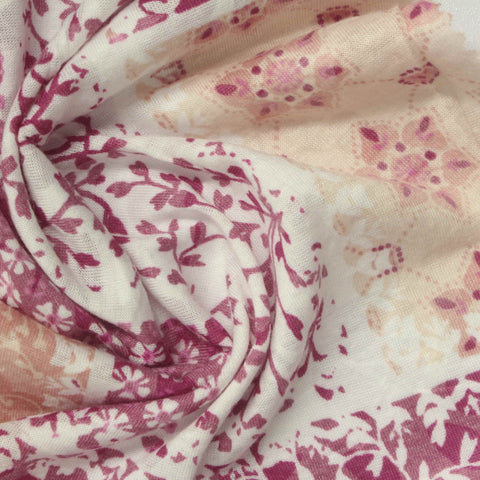 Pink Floral Jersey Knit, Polyester, 128 gsm