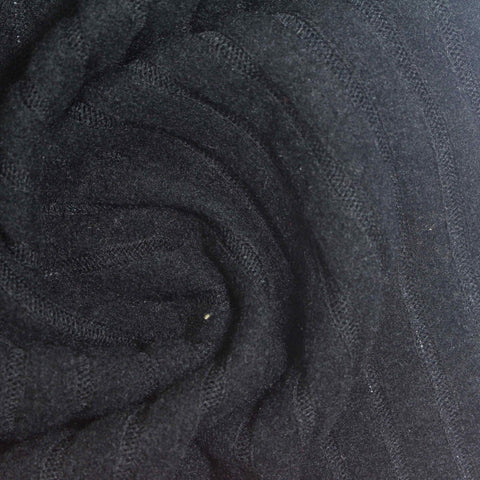 Light Grey Vertical-Pinstripe Rib Knit, Poly-Viscose