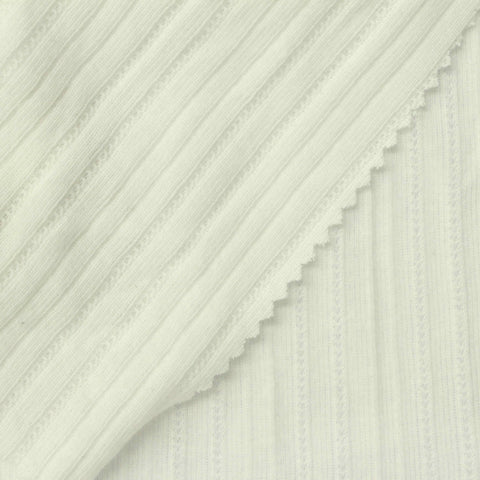Off-White Tone-on-Tone Pointelle Knit, Cotton-Poly