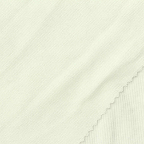 Polyester Viscose Stretch Rib Knit Fabric, 200 gsm, 150 cm — White, ref EF-262380