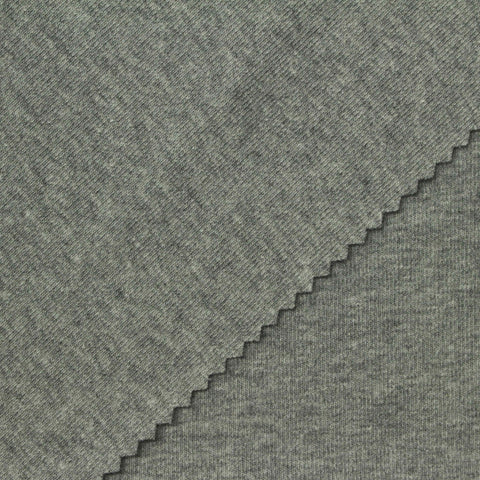 Heather Grey Marl Rib Knit, Cotton-Poly, 215 gsm