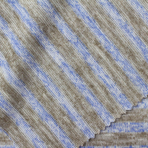 Blue Marled-Stripe Jersey Knit, Poly-Viscose