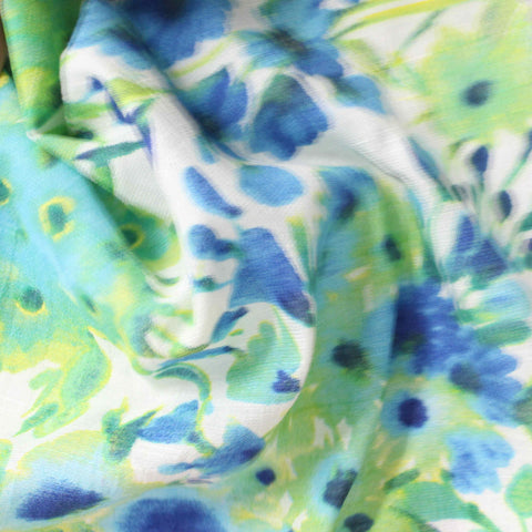 Blue Floral Woven, Viscose-Poly