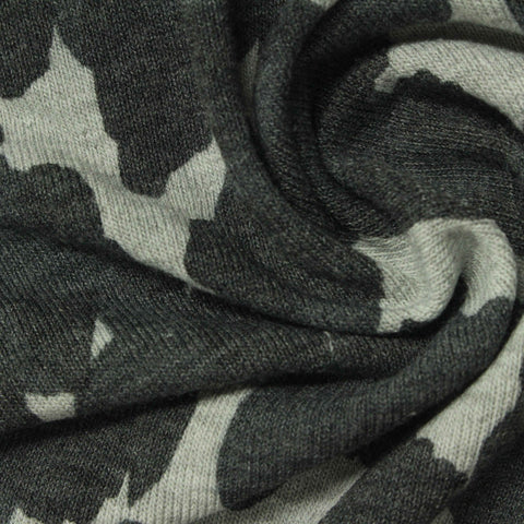 Dark Grey Animal Print Jersey Knit, Poly-Viscose
