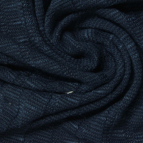 Navy Tone-on-Tone Rib Knit, Viscose-Poly, 310 gsm