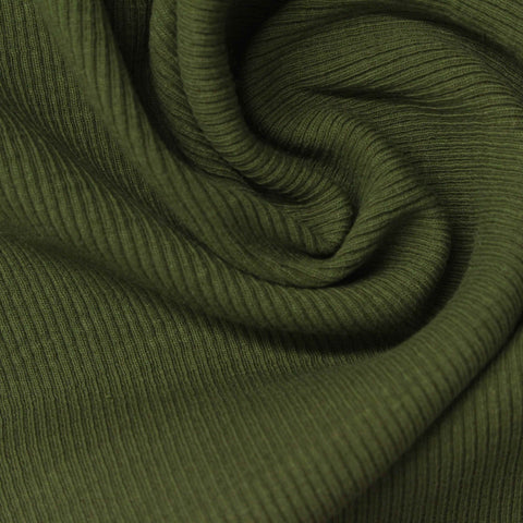 Cotton Polyester Stretch Rib Knit Fabric, 280 gsm — Green