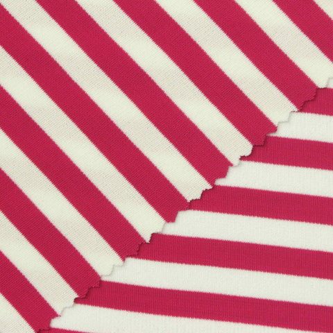 Red Horizontal-Stripe Ponte Knit, Poly-Viscose
