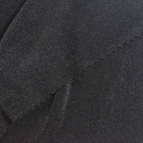 Polyester Stretch Rib Knit Fabric, 280 gsm, 160 cm — Black