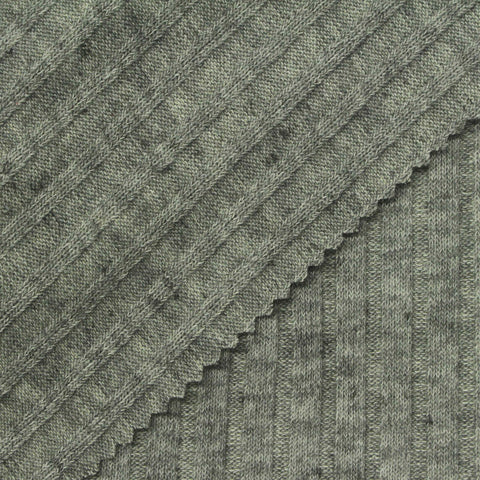 Heathered Grey Marl Rib Knit, Poly-Viscose, 215 gsm