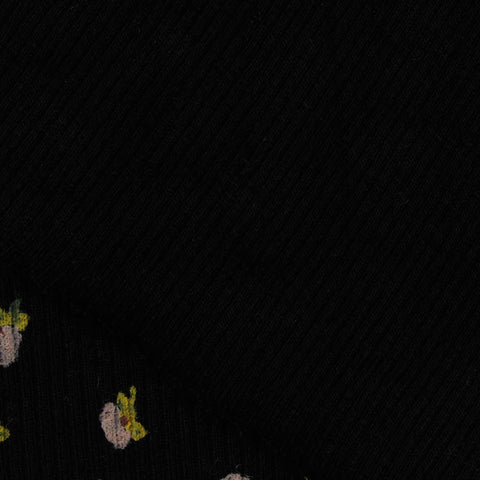 Pink Floral Rib Knit, Viscose, 280 gsm