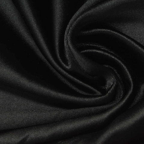 Polyester Stretch Satin Fabric, 250 gsm, 160 cm — Black