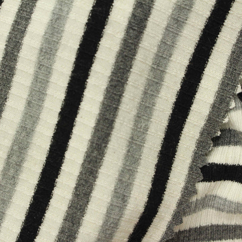 Black Stripes Rib Knit, Viscose-Poly, 267 gsm